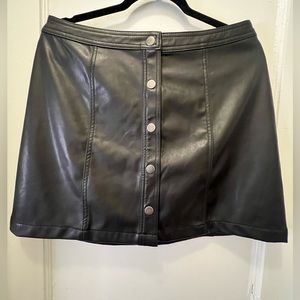 Faux Leather Button Up Skirt